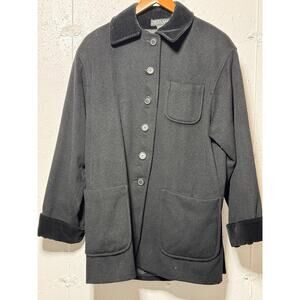 Steve by Searle Vintage Womens Coat Black Size 8 Cashmere/ Wool Overcoat